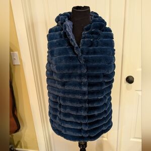 Soft Surroundings Royal Blue Faux Fur Vest